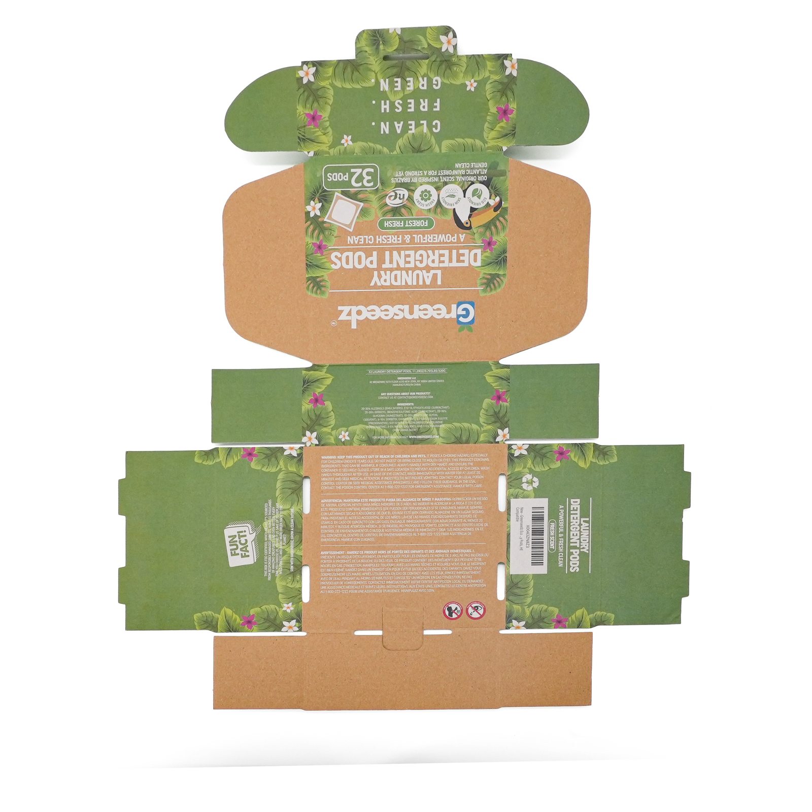 green laundry product carton packaging