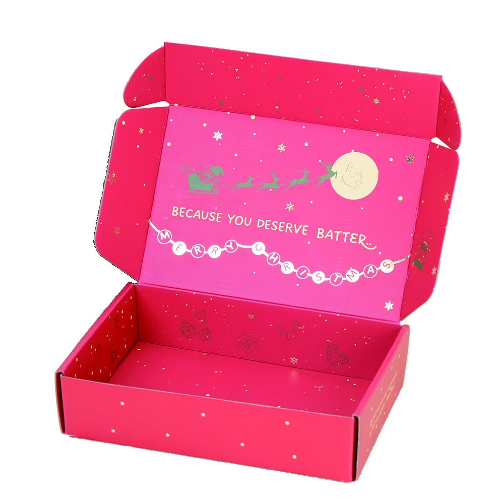 Open seasonal gift box for Christmas packaging