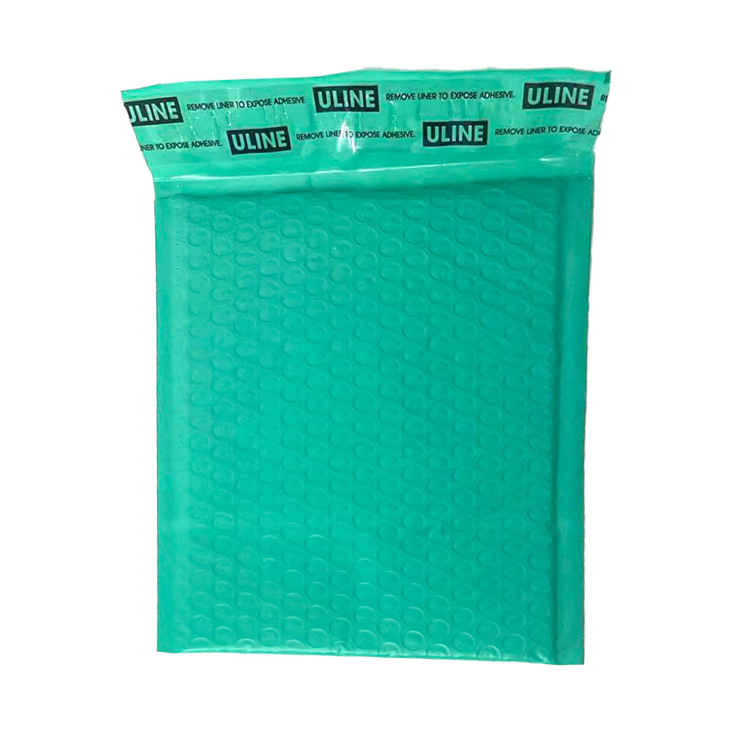 teal bubble mailer with self seal closure