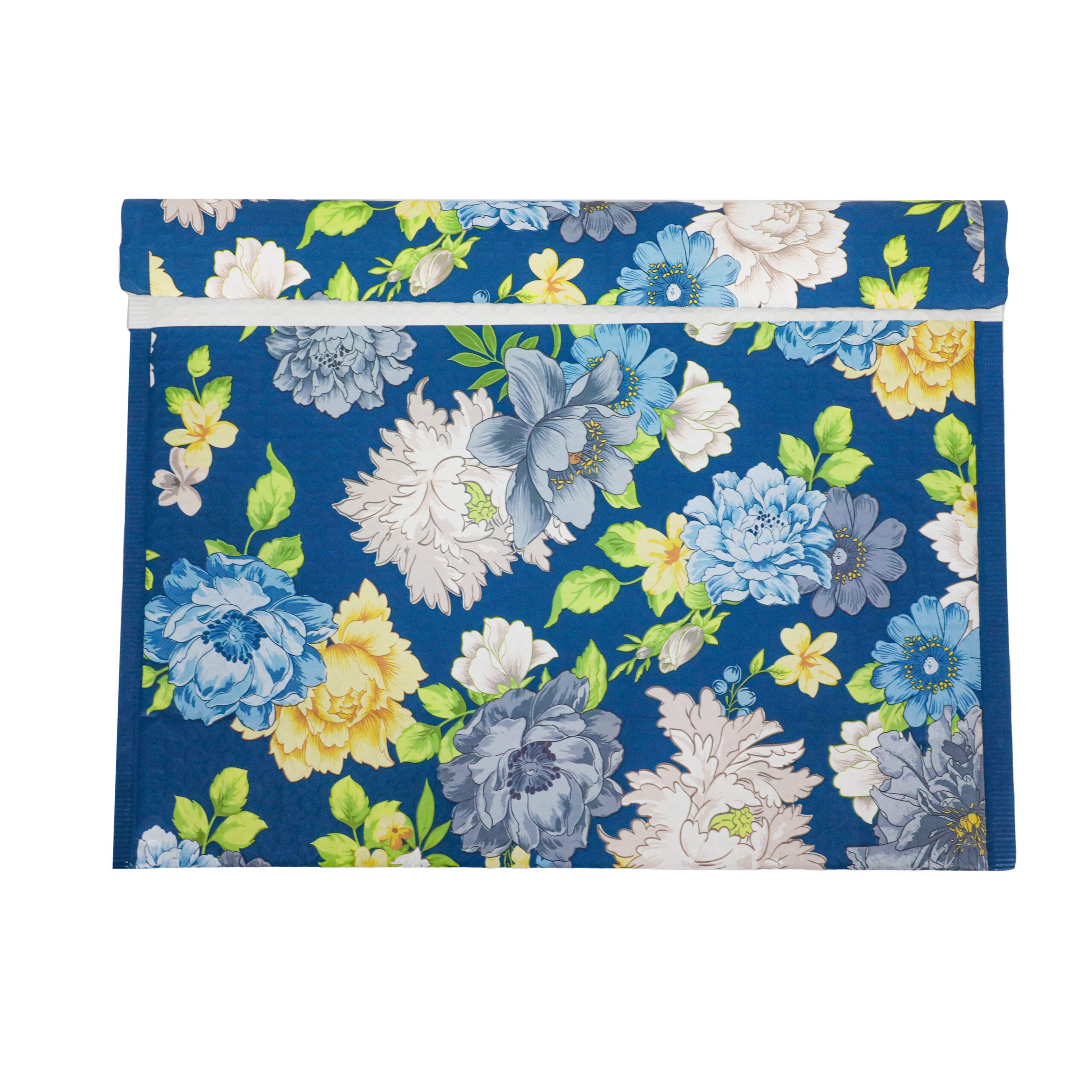 blue floral poly mailing bag