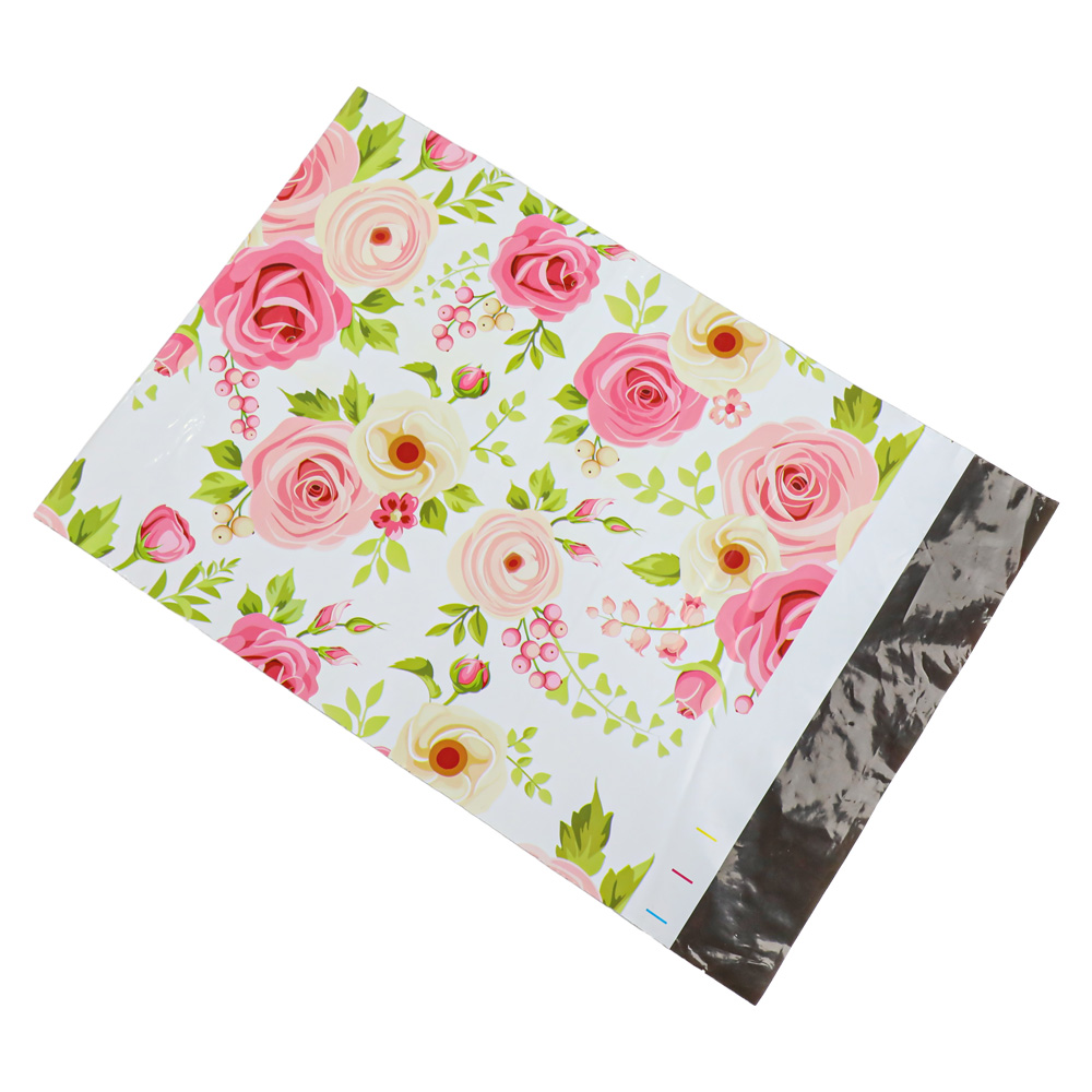 rose print poly mailing bag