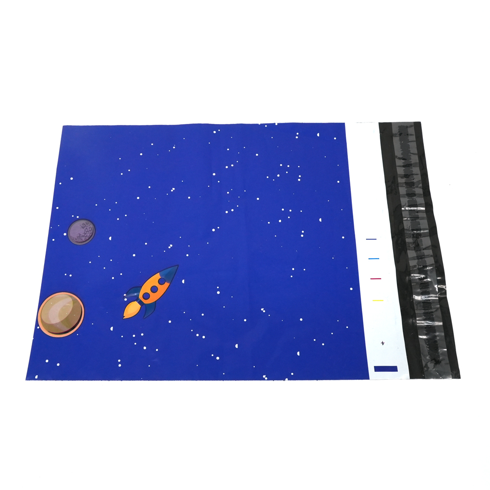 blue space pattern poly mailer