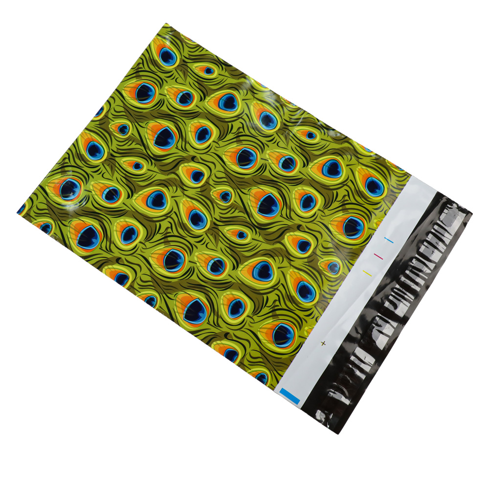 peacock pattern branded poly mailer