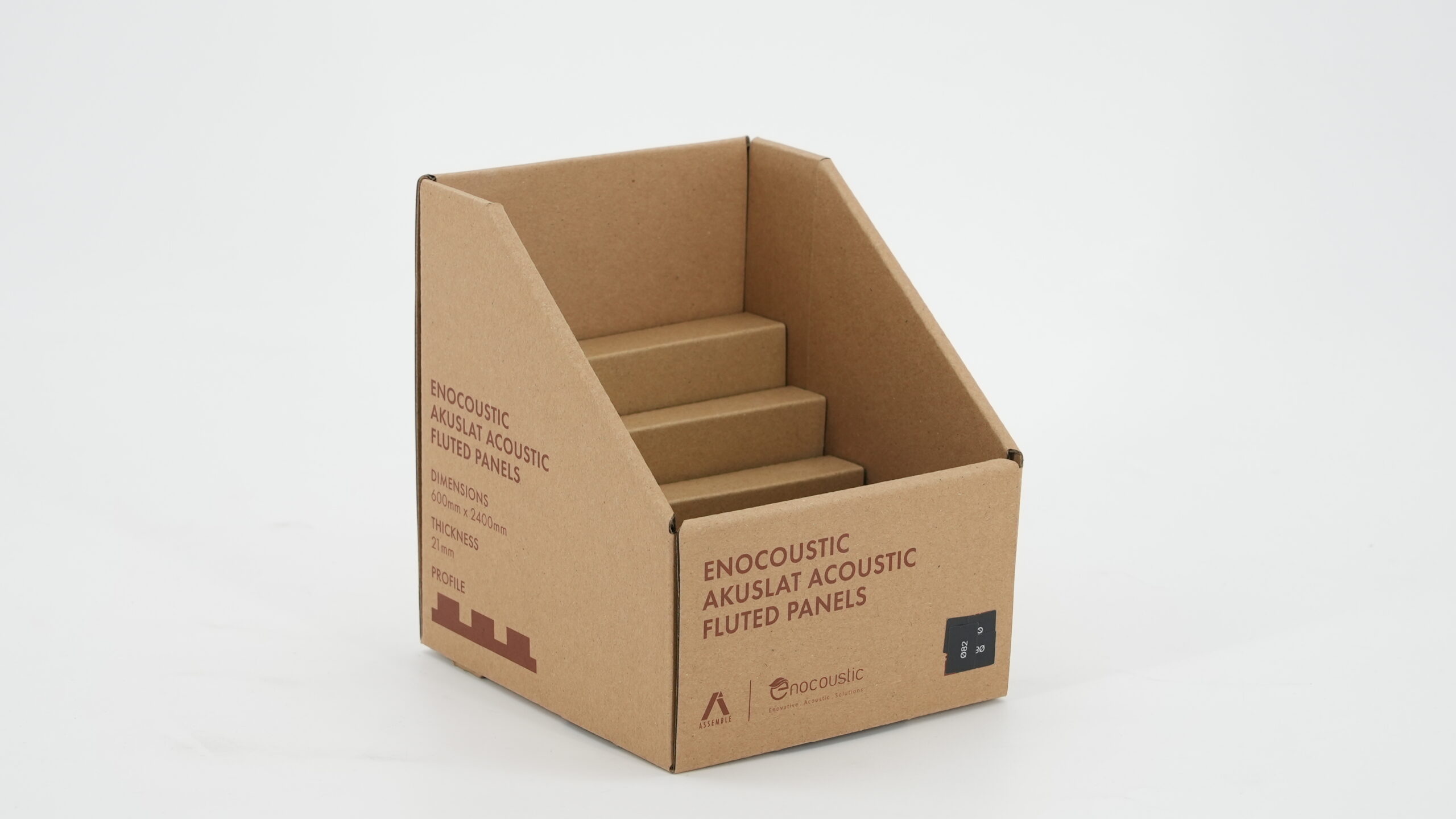 open custom shape box with product-fit structure and die-cut panels