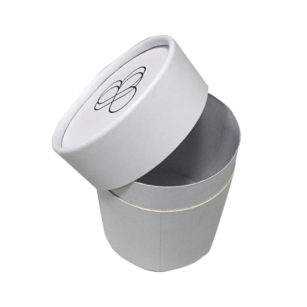 white custom paper tube with an open lid for lifestyle and creative products