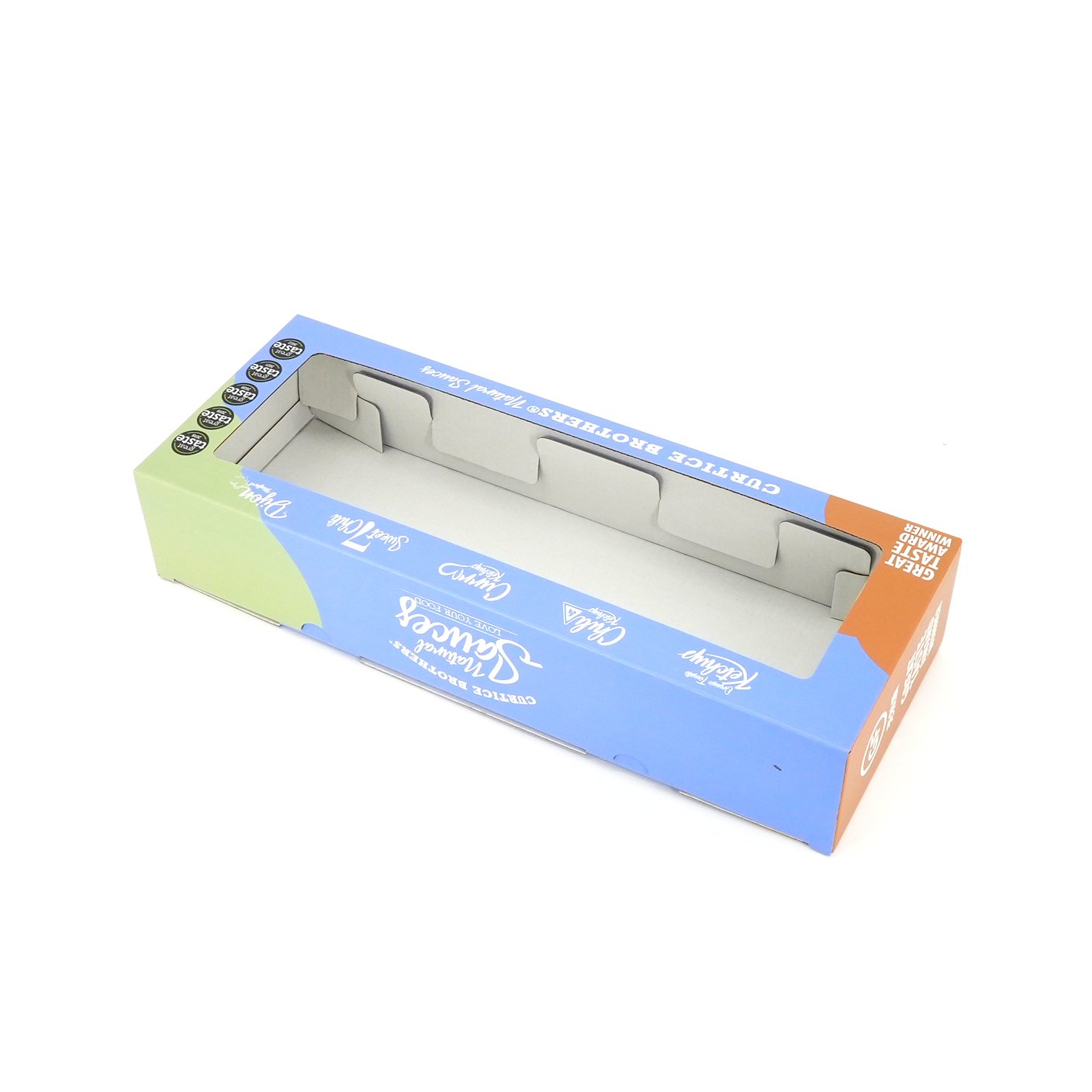 display boxes and pdq packaging product photo on white background