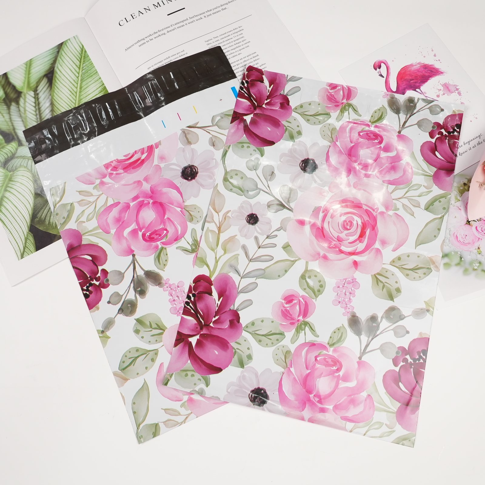 colorful floral poly mailer