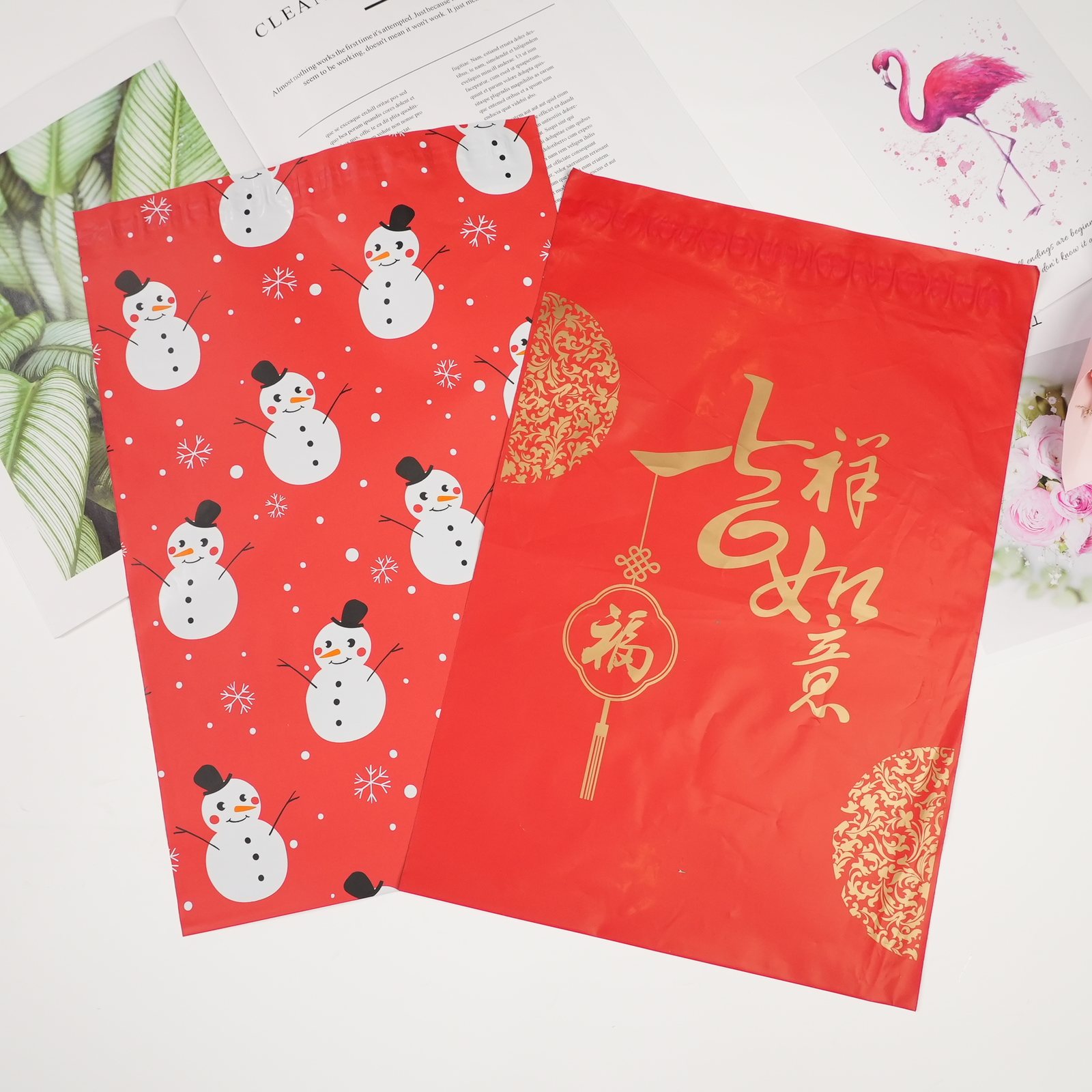 pink handle poly mailing bag