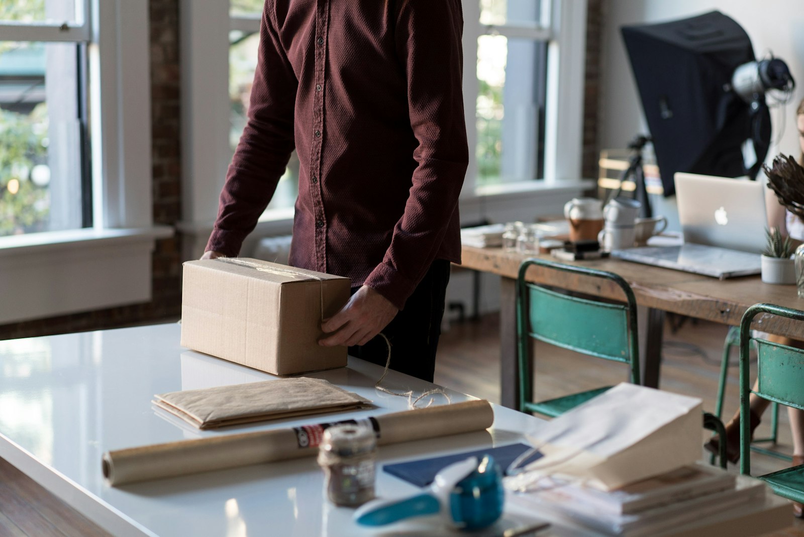 Packaging preparation at a real packing desk