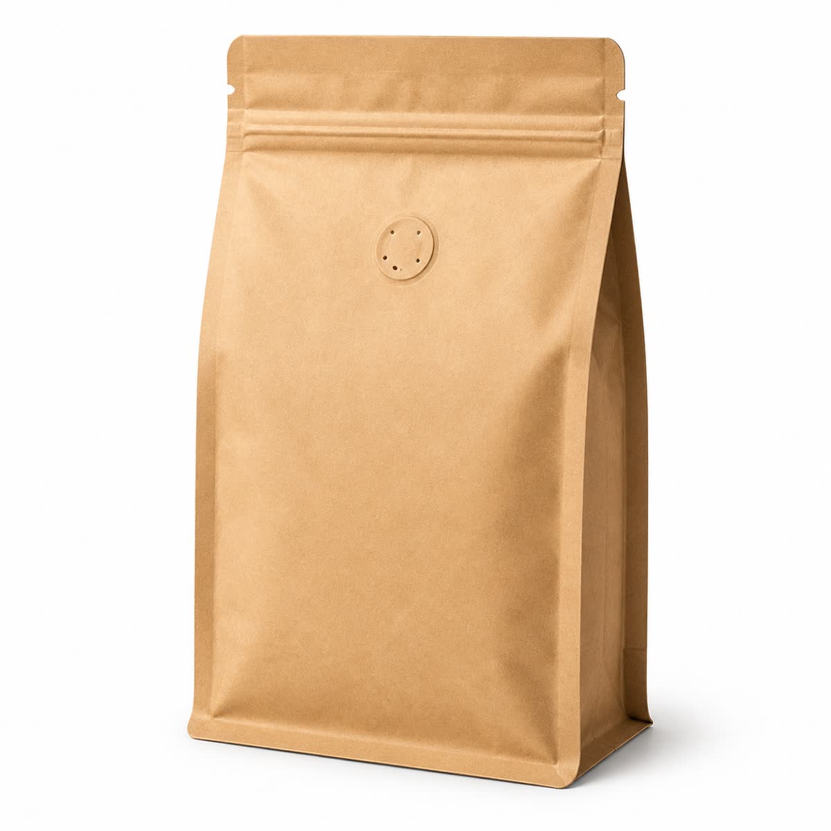 kraft coffee flat bottom pouch with a degassing valve