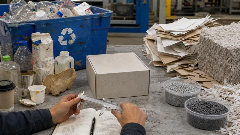AI-generated comparison of PCR post-consumer collection waste and PIR manufacturing offcuts