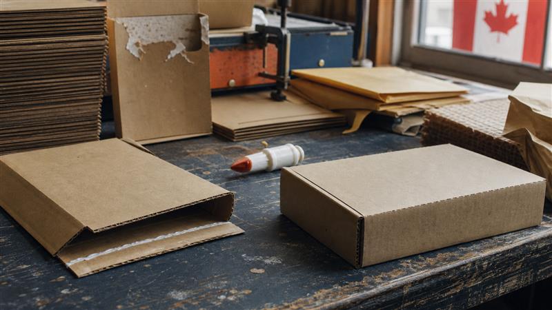 Canadian ecommerce paper mailer made with 75% recycled E-flute board and starch-based adhesive