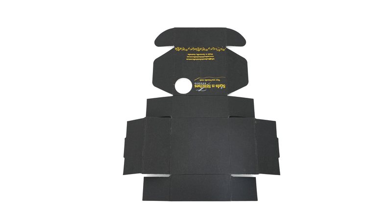 Unfolded folding carton showing panels, flaps and locking tabs