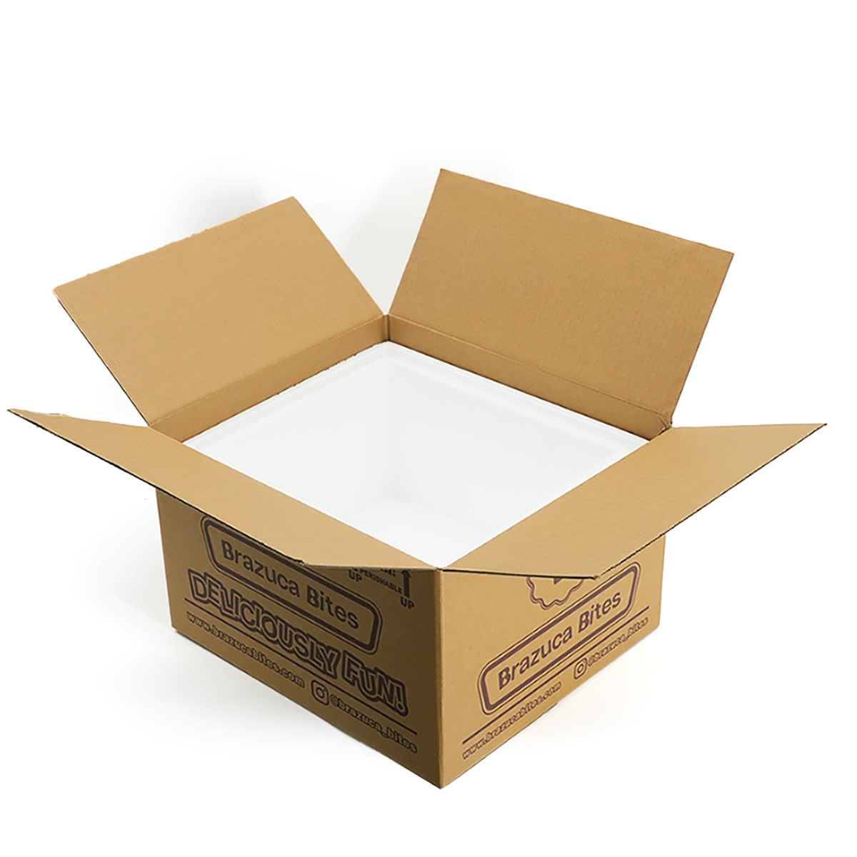 open insulated shipping box with foam liner