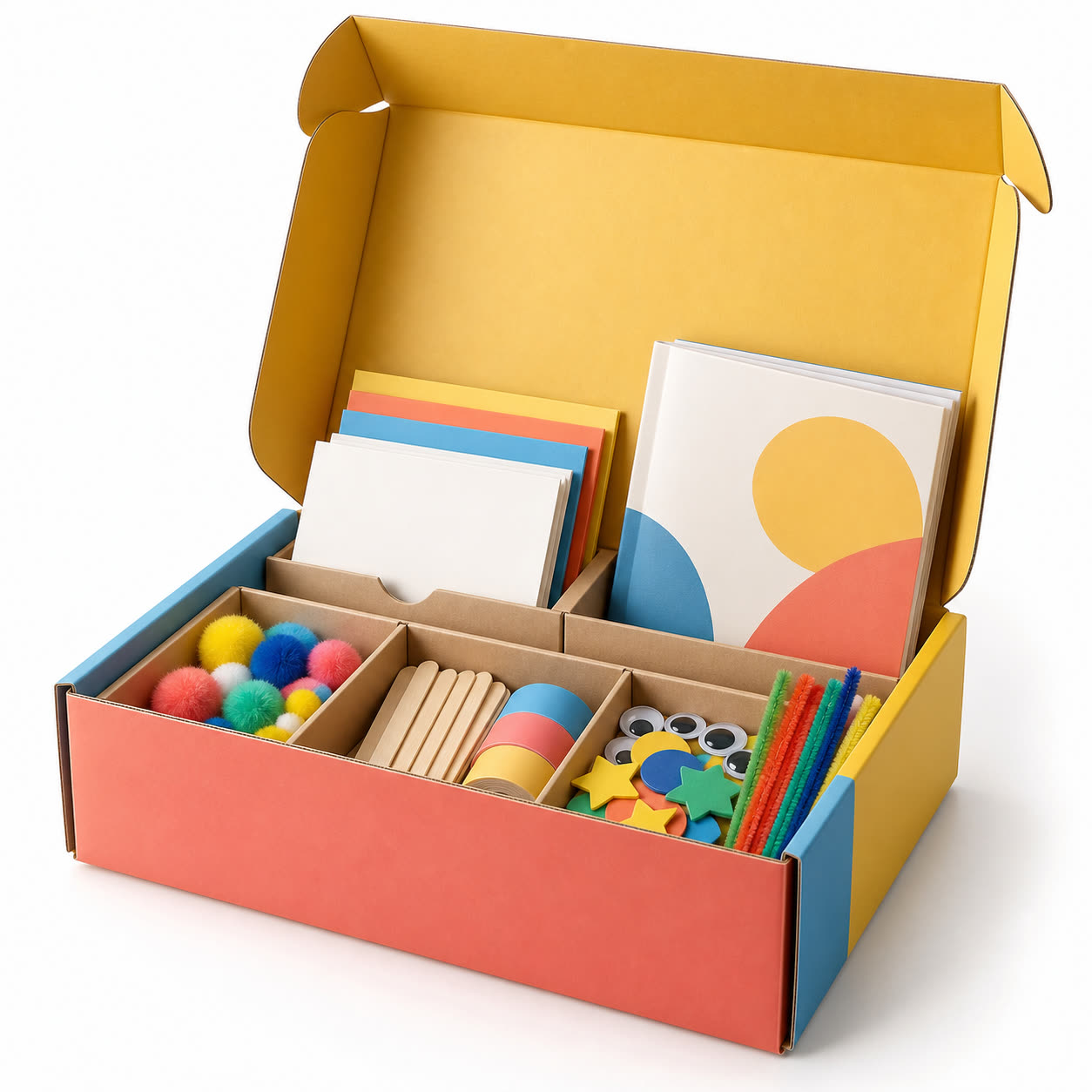 subscription box with compartments for multiple products