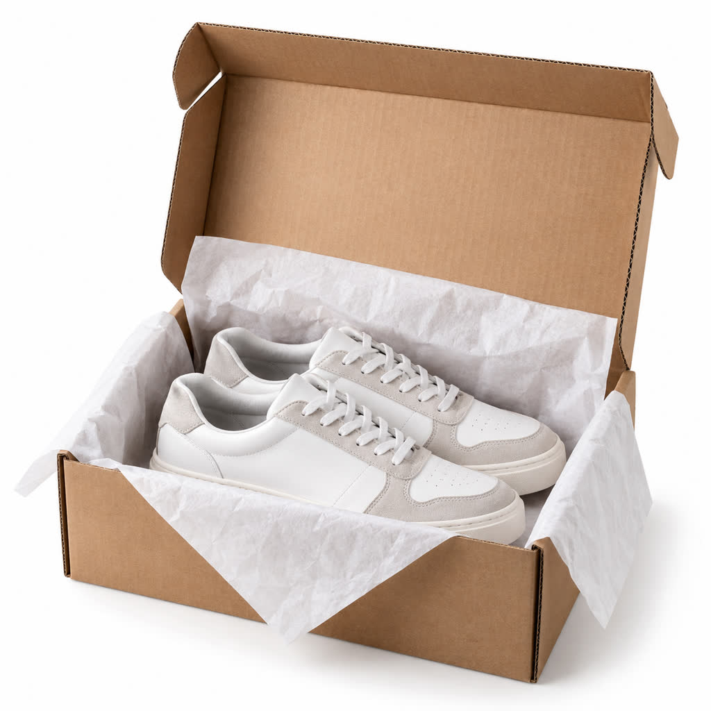 Corrugated custom shoe box for e-commerce shipping