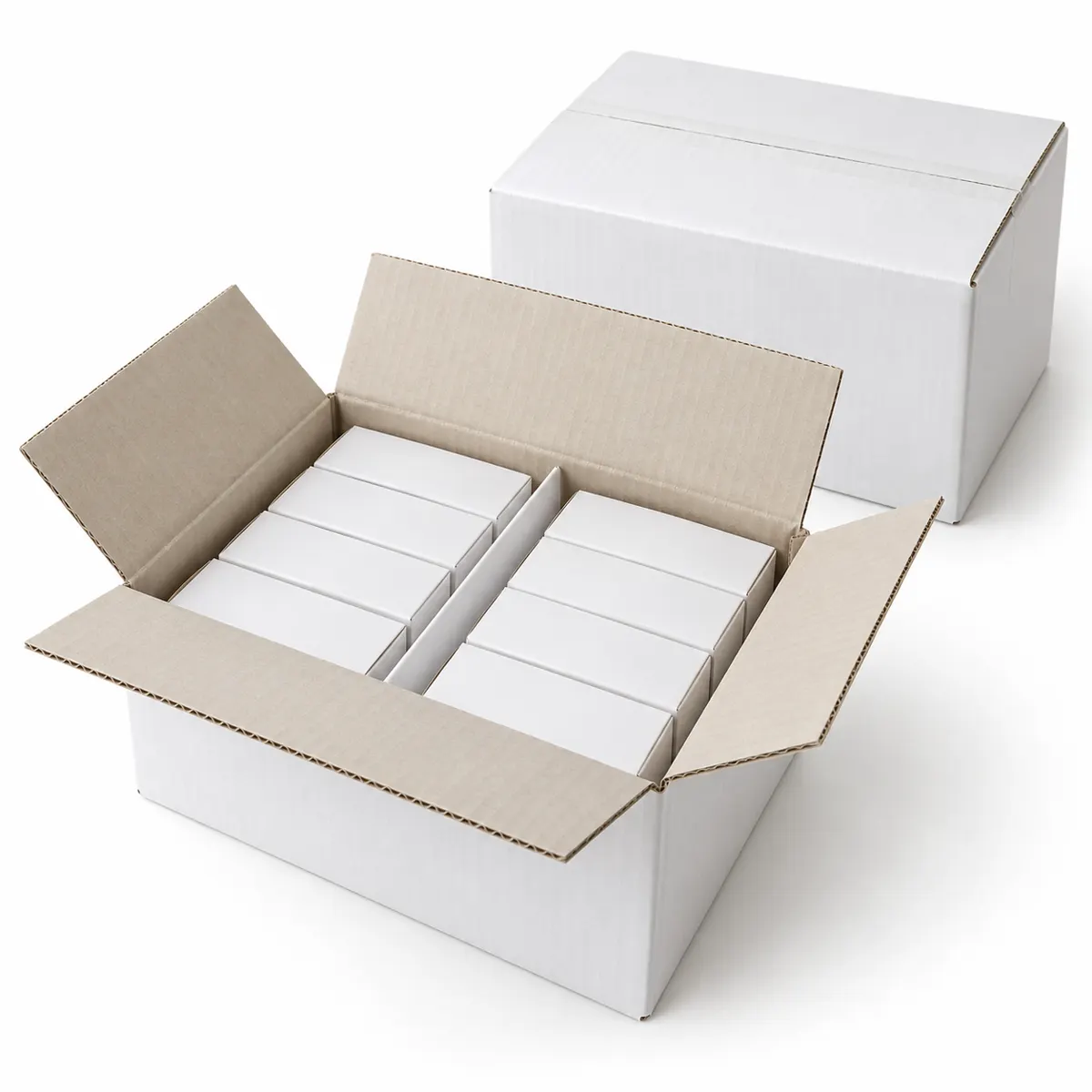 white corrugated pharmaceutical shipper