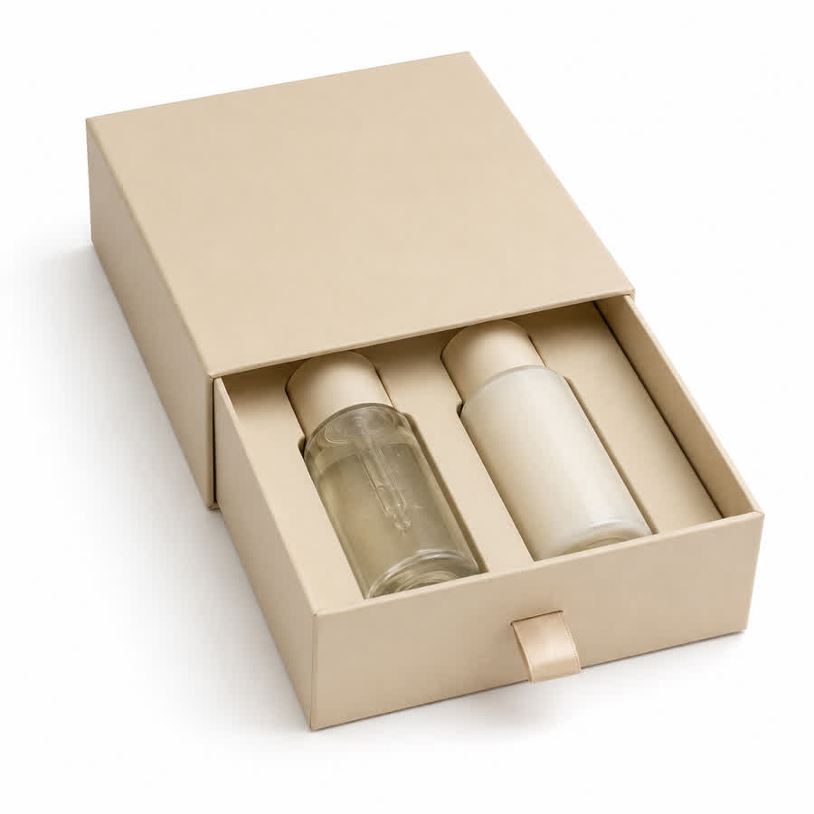 custom cosmetic box with a fitted insert for a skincare product