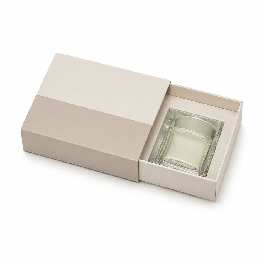custom cosmetic box with printed sleeve and product support