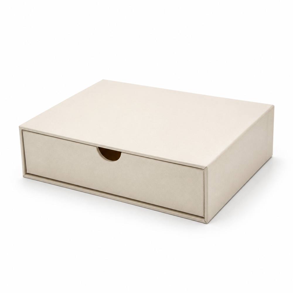 custom drawer box with sliding tray on a white background