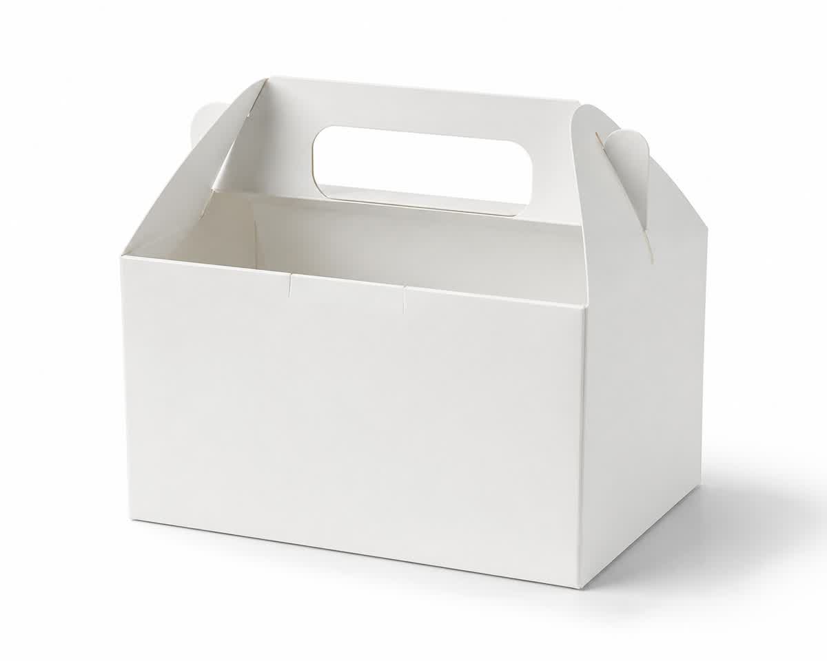 open white custom gable box for bakery packaging