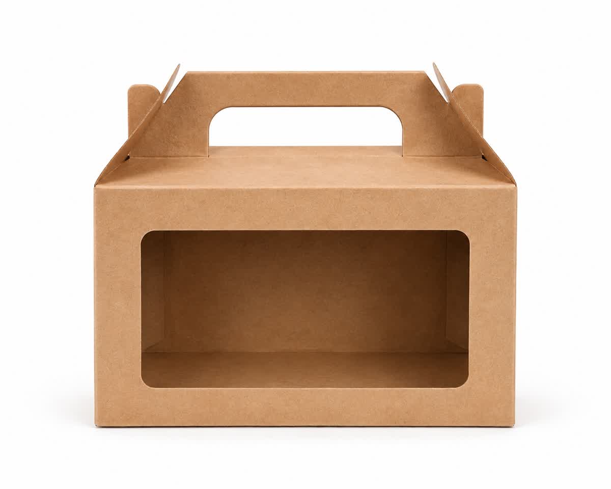 natural kraft gable box packaging with carry handle