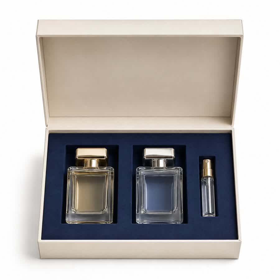 perfume discovery set box with dividers and inserts
