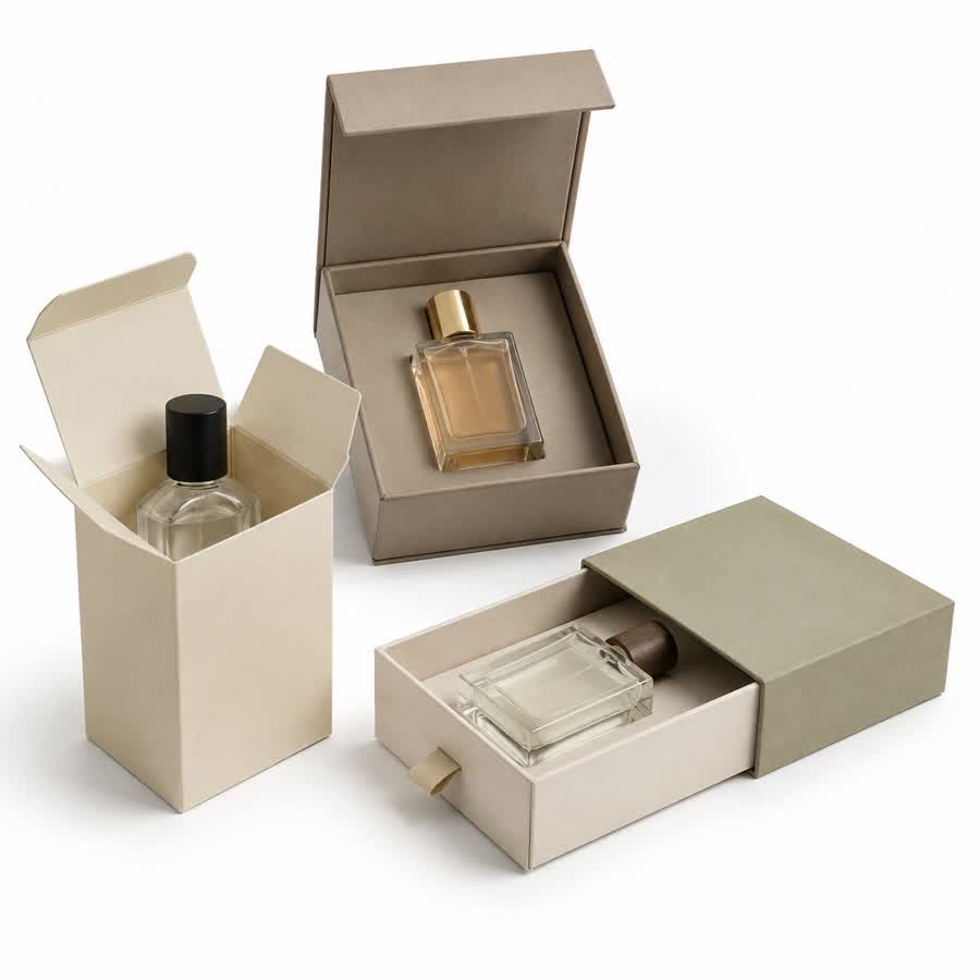 custom perfume packaging box with a fitted insert for a fragrance bottle