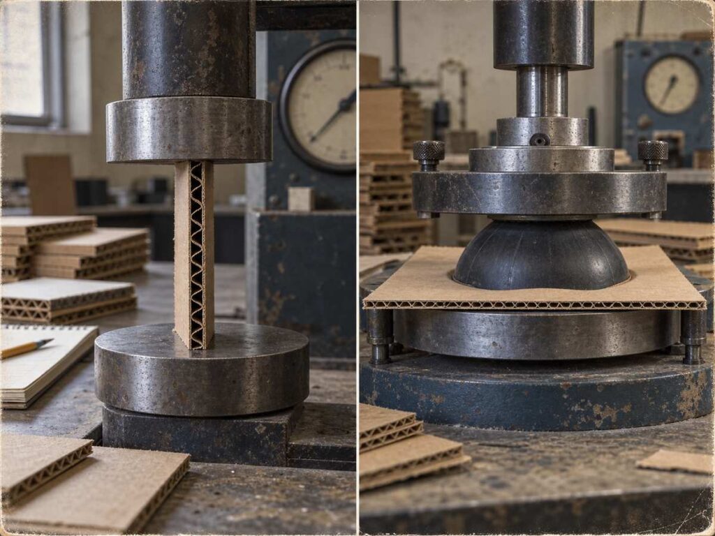 ECT and burst strength testing compared on corrugated board samples