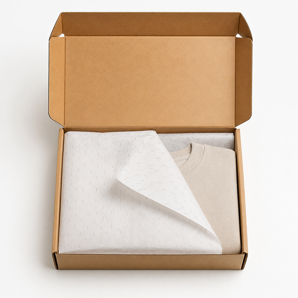 folded printed tissue paper used with a clothing package